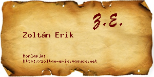 Zoltán Erik névjegykártya